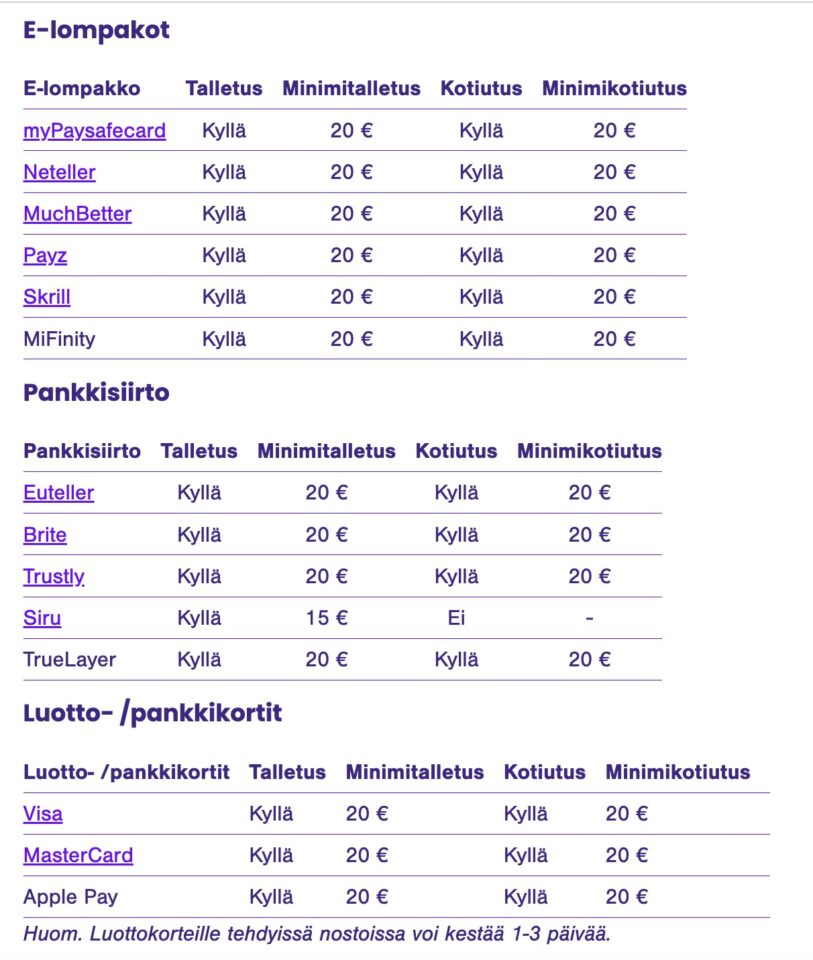 Wildz maksutavat